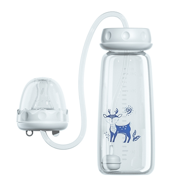 Baby Hand-free Standard Diameter 240ml Feeding Bottle - Blue, 1pcs