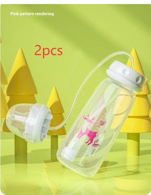 Baby Hand-free Standard Diameter 240ml Feeding Bottle - Pink, 2pcs