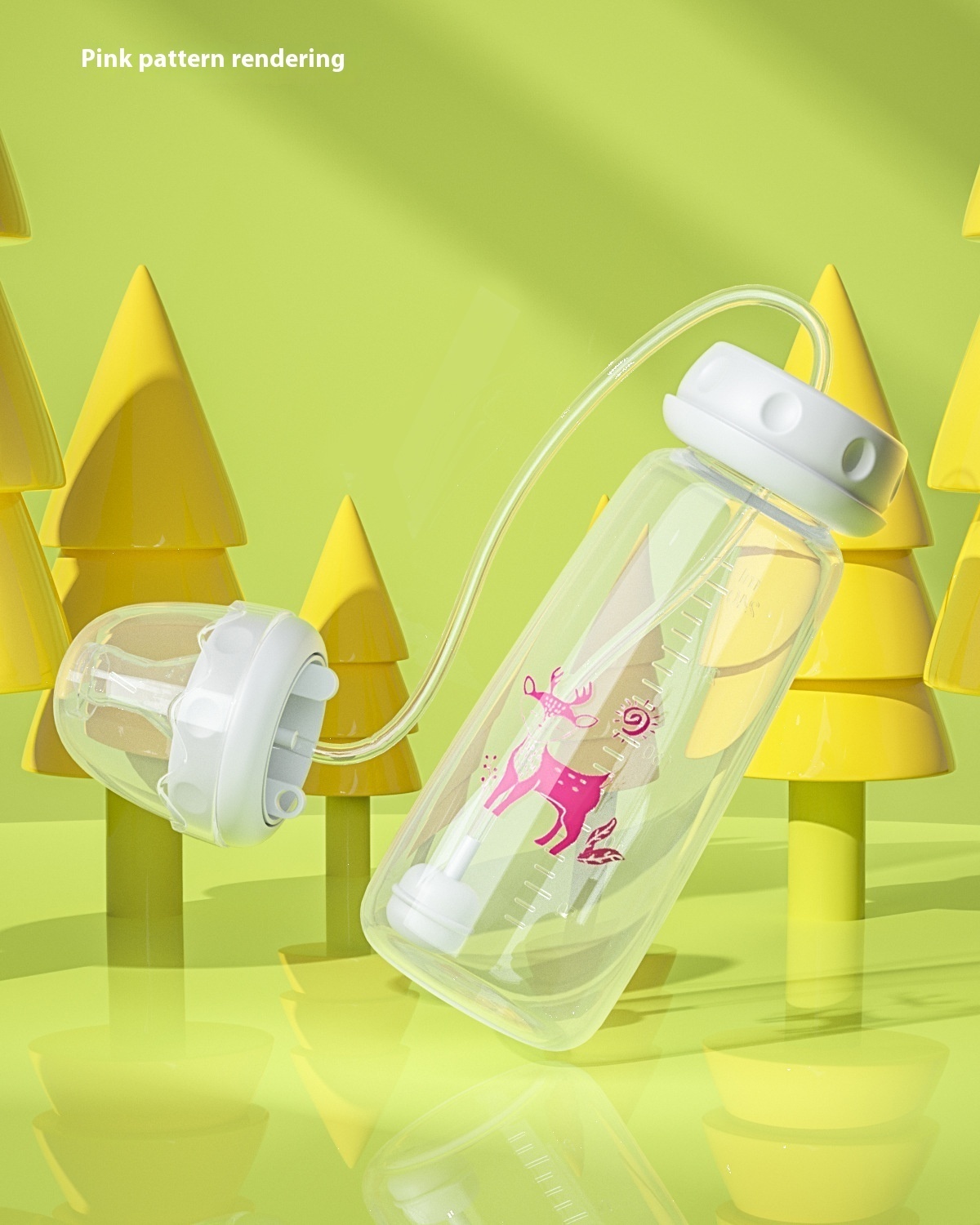 Baby Hand-free Standard Diameter 240ml Feeding Bottle - Pink, 1pcs