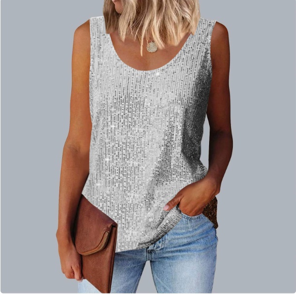 Women Tank Top - Silver, M