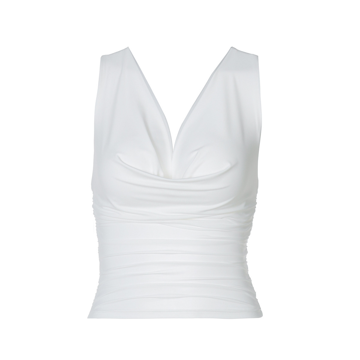 Sexy Solid-color Slim-fit Sleeveless Versatile Top - White, L