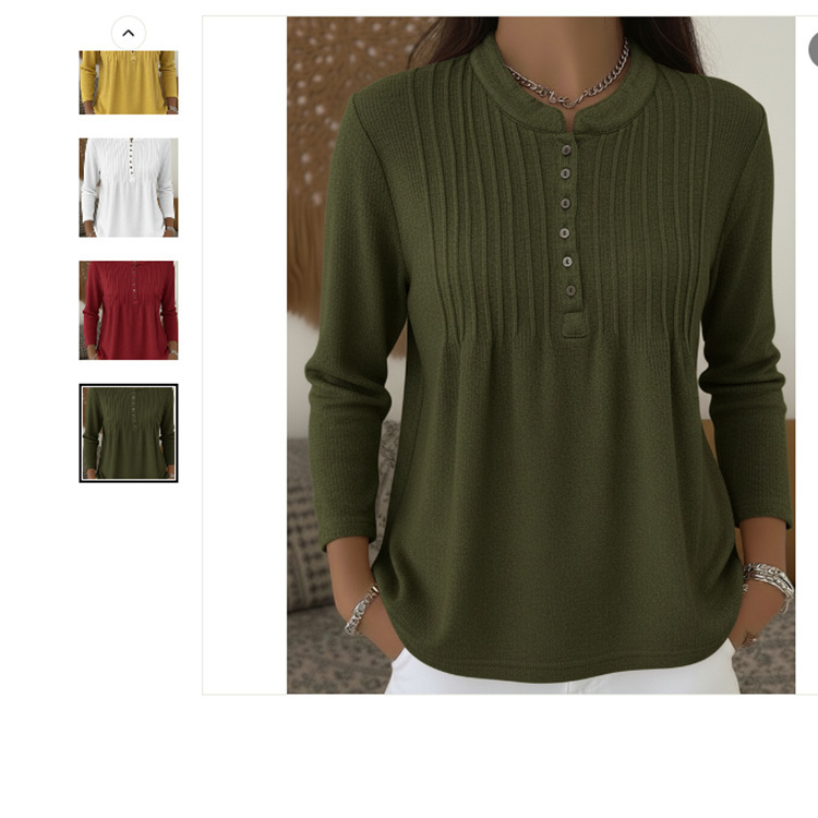 Womens Casual Crew-neck Knit Top - Green, 5XL