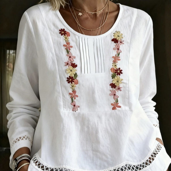 Stylish Minimalist Casual Womens Long Sleeve Top - White, M