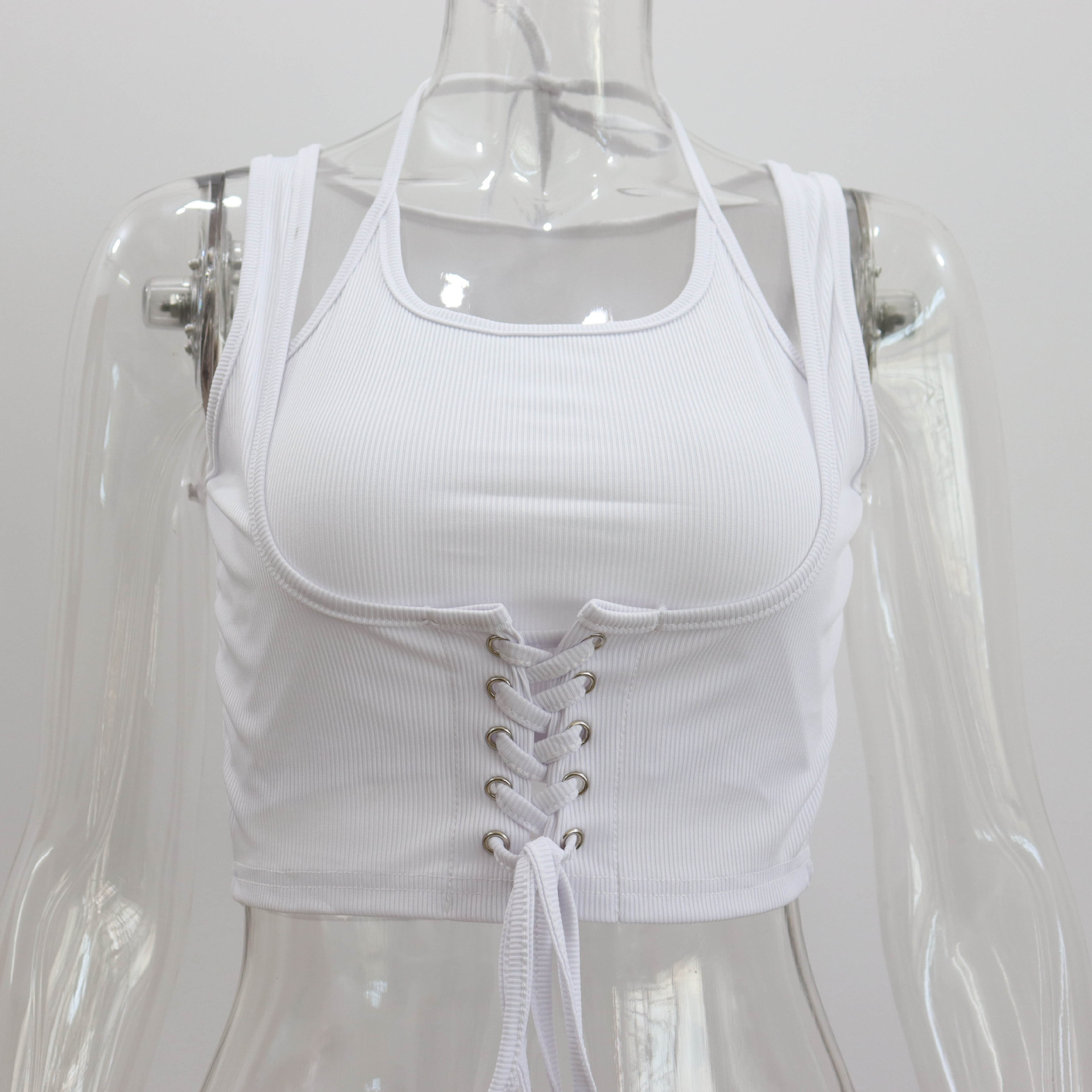 Ladies Sleeveless Tie-up Top - White, M