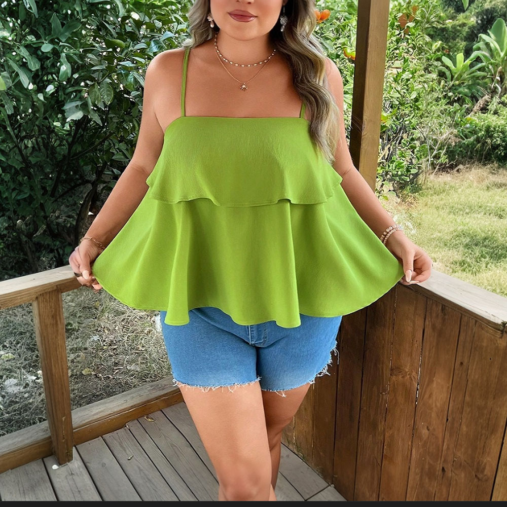 Simple Fresh And Casual Camisole With A Stylish Design - Green, 3XL
