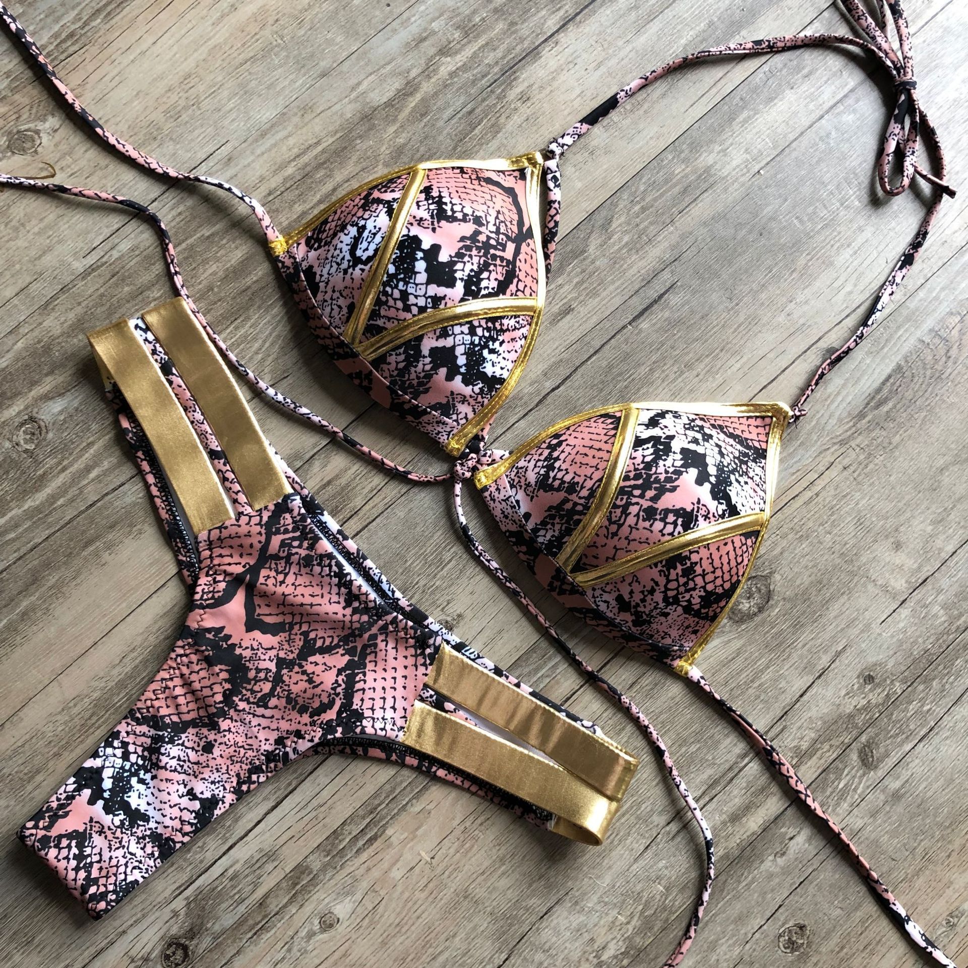 Bronzing bikini - Snakeskin print, L