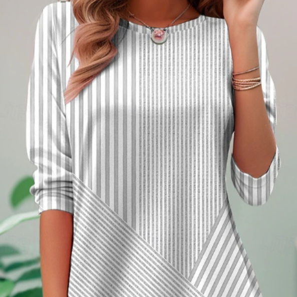 Plus Size Women's Cardigan Asymmetric Stripes Patchwork Top - TX11AER, XL