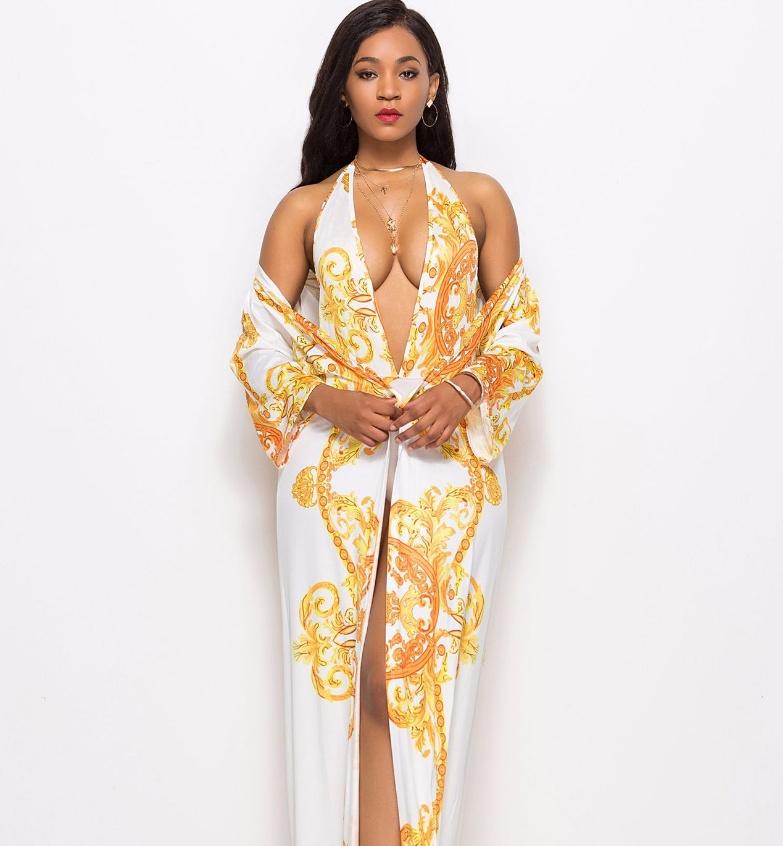 Printed cloak bikini - White, M