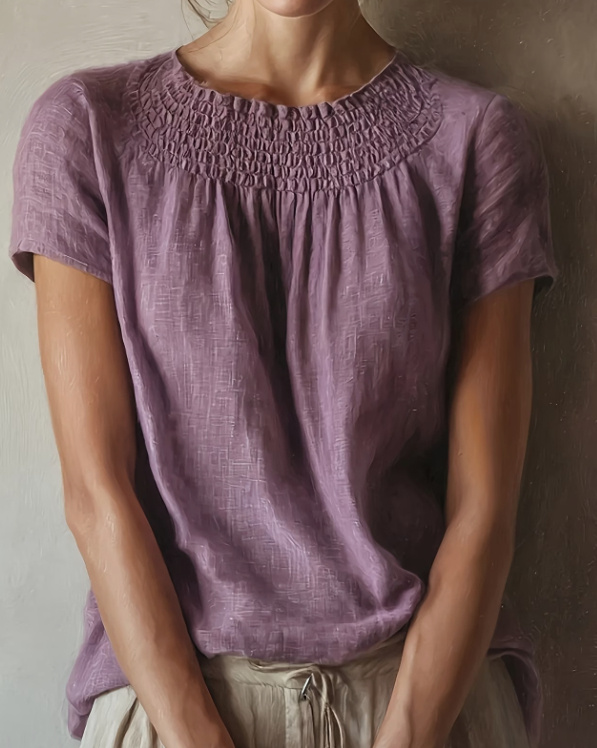 Ladies' Soft Mist Light Purple Short-Sleeve Top - Purple, L
