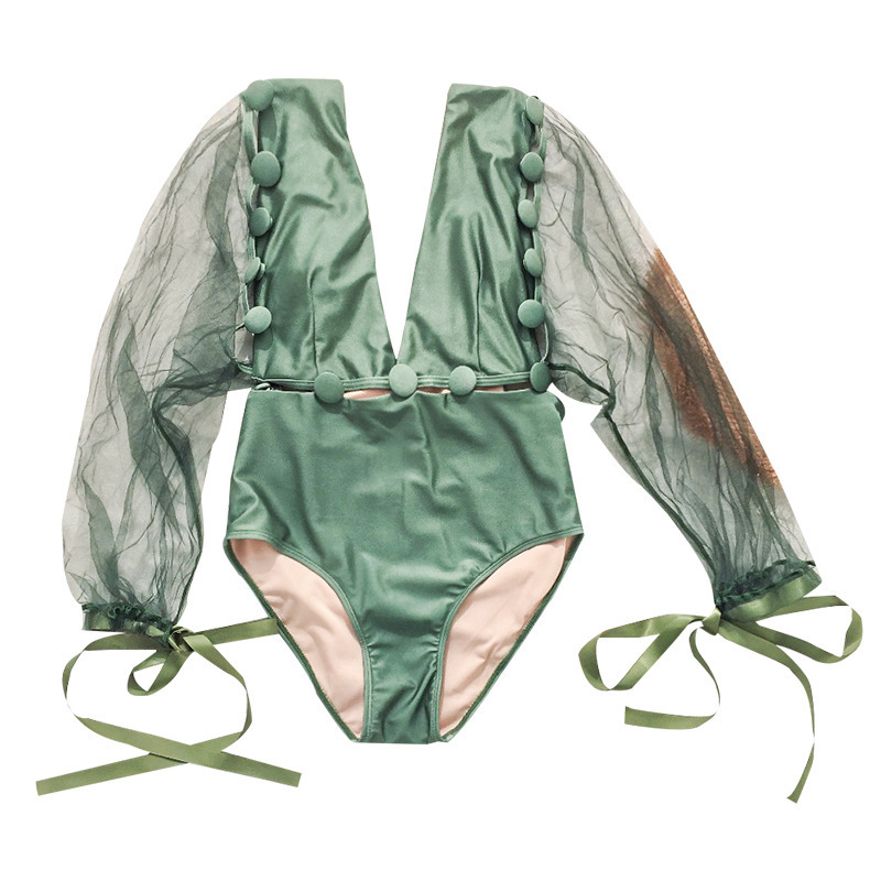 one-piece swimsuit - Green, L