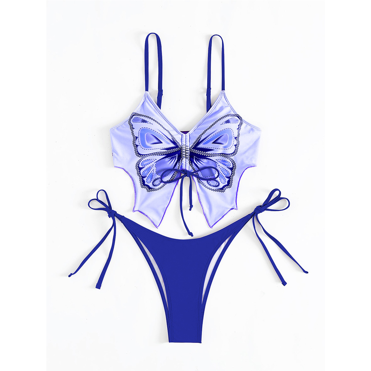 Bikini Swimsuit Female European And American Sexy Style Butterfly Swimsuit - Sapphire Blue, M