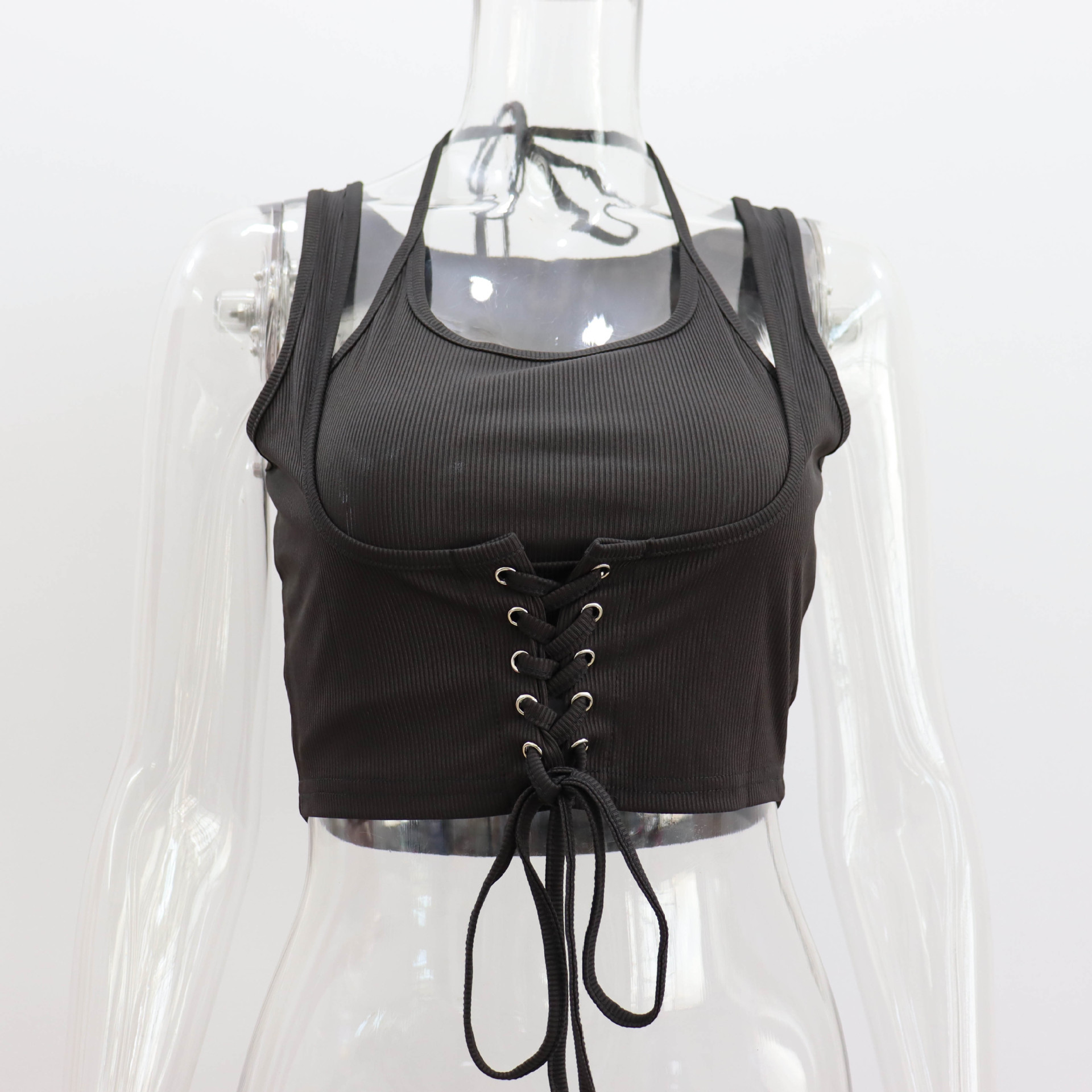Ladies Sleeveless Tie-up Top - Black, L