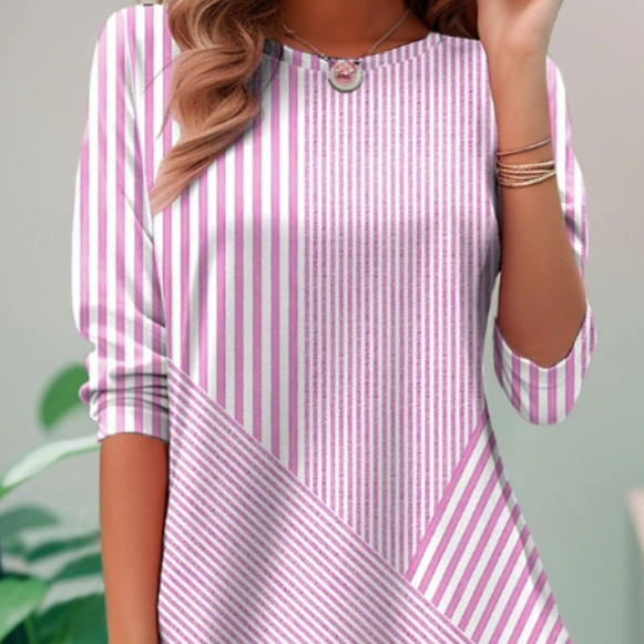 Plus Size Women's Cardigan Asymmetric Stripes Patchwork Top - TX11ARW, M
