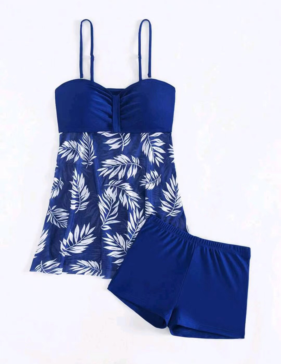 Swimsuit Split Boxers High Waist Mesh Women - Blue, XL
